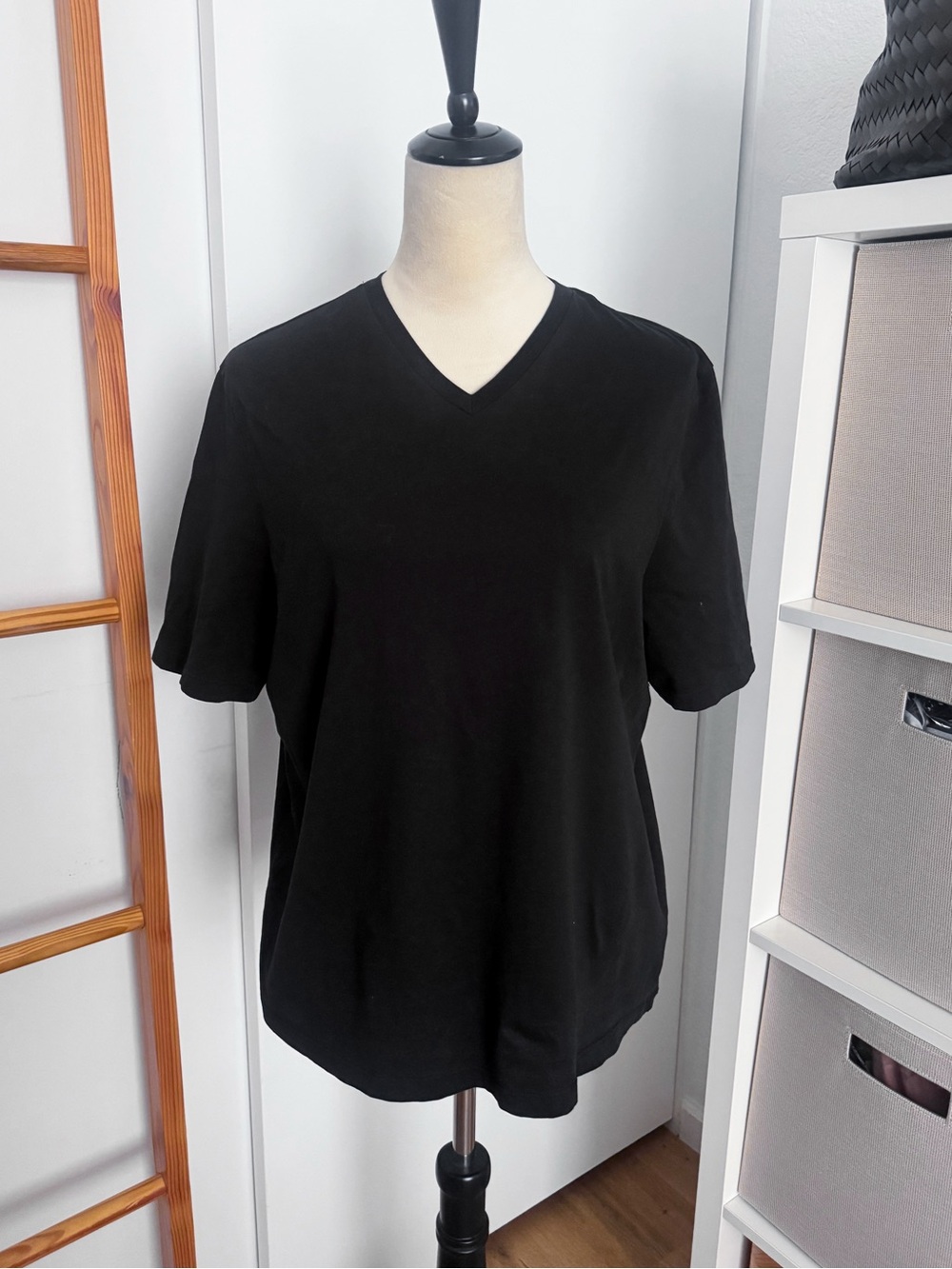 Tibi Black V Neck Cotton T Shirt Size M Minimalist Designer Tee